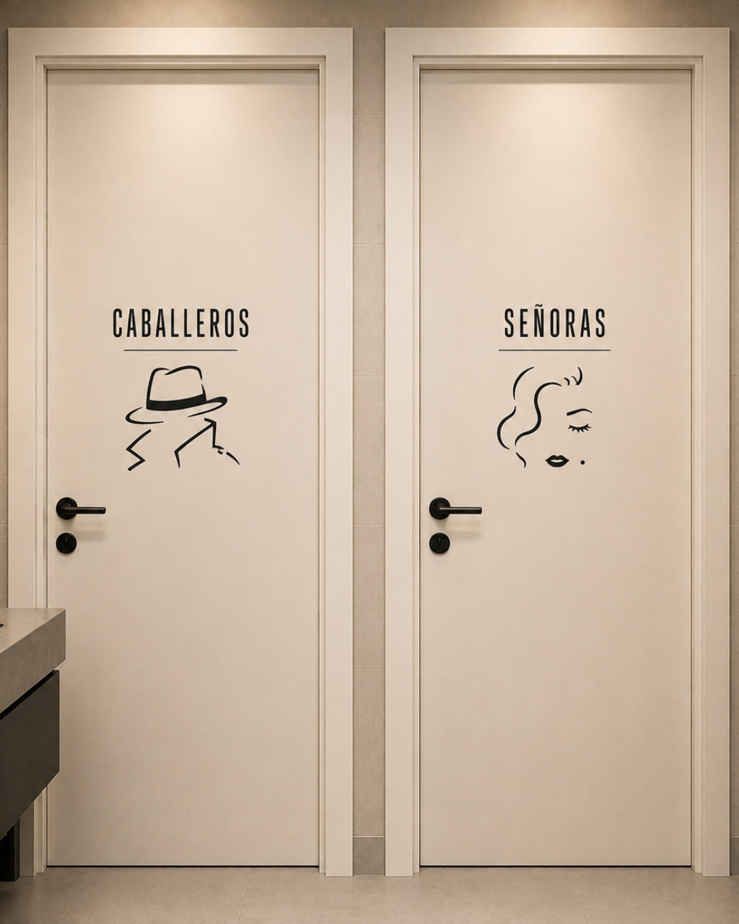 Vinilos para puertas de baño · Caballeros y Señoras